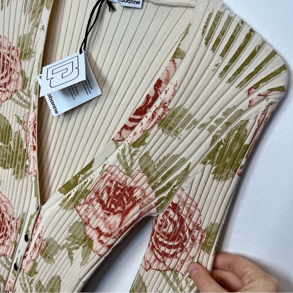 Paco Rabanne NWT ribbed button cardigan roses S - Picture 7 of 12